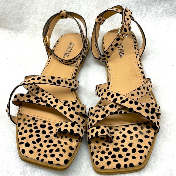Justfab leopard strap around the ankle sandals ladies sz 7.5 - Picture 3 of 6